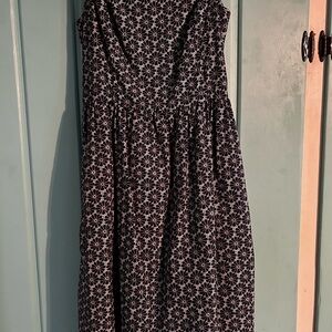 Tommy Hilfiger Navy and White Patterned Maxi Dress